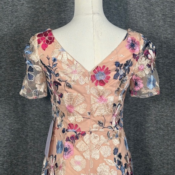 JS Collections Magnolia Pleat-Sleeve Floral Gown Rose Gold Multi Size 2 - Picture 8 of 15